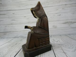 Vintage Hand Carved Wooden Monk 7.  5 Bible Praying Figurine Religious Holy Statue 5