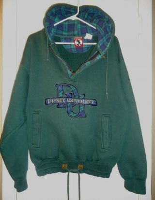Disney University Green Sweatshirt Hoodie Jacket Sz S - M Mickey,  Inc