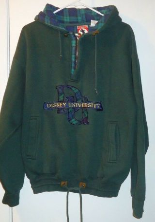 Disney University Green Sweatshirt Hoodie Jacket Sz S - M Mickey,  INC 2