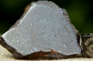 NWA Unclassified Meteorite 17 grams windowed with shape metal & chondrules 3