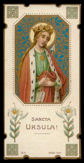 St.  Ursula W/ Arrow Old W/ Gold Holy Card