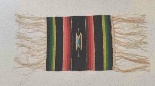 VERY FINELY WOVEN Early VTG Mexican SALTILLO WEAVING Mat Runner 2