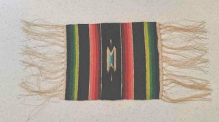 VERY FINELY WOVEN Early VTG Mexican SALTILLO WEAVING Mat Runner 3