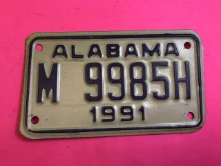 Vintage1991 Alabama Motorcycle License Plate Nos Never Issued M 9985h
