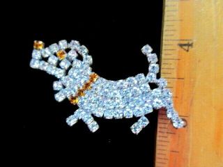 Czech Vintage Style Glass Rhinestone Dog Button Crystal & Amber