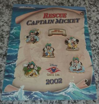 Disney Cruise Line Dcl Rescue Captain Mickey Pin Pursuit 6 Pin Set On Map