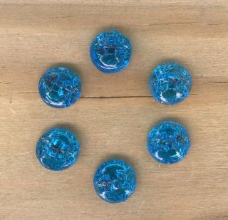 Aquamarine Blue Glass Diminutive Buttons LOOK 2