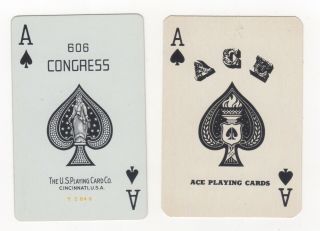 2 Single Swap Playing Cards Of Ace Of Spades Bourbon Street.  Orleans & Cat