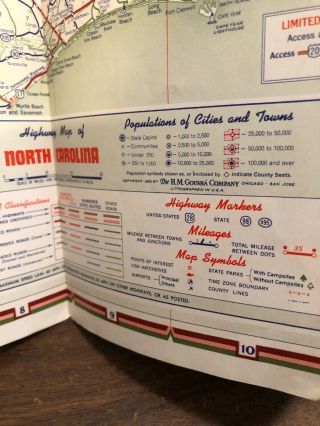 1958 Phillips 66 Road Map: North Carolina South Carolina 4
