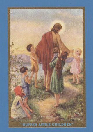 Vintage Catholic Holy Card Jesus With Children Nealis