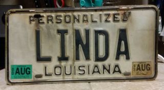 1998/2000 Louisiana Personalised License Plate " Linda "