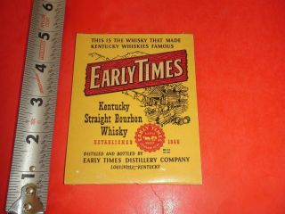 Ba833 Rare Feature Matchbook Early Times Distillery Co Bourbon Whiskey Ad