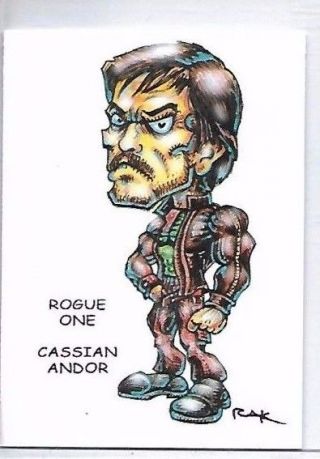 Star Wars Trading Card Art Signed By Rak Cassian Andor Rogue One Near