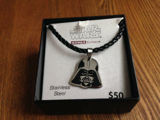 Star Wars Darth Vader Stainless Steel Necklace.  Retail 50.  00