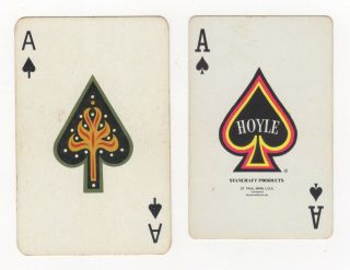 2 Single Swap Playing Cards Of Ace Of Spades.  Gold Finch & Bird On Bamboo