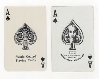 2 Single Swap Playing Cards Of Ace Of Spades.  Holland America & Kem Card 1935