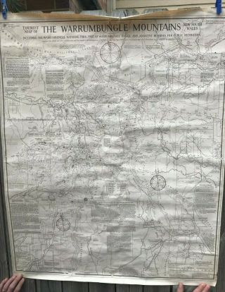 Large 1960s Vintage Map The Warrumbungle Mountains Nsw 1963 Myles J Dunphy 93x75