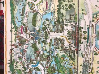 Vintage 1970’s Walt Disney World Magic Kingdom Large Poster Wall Map 39 