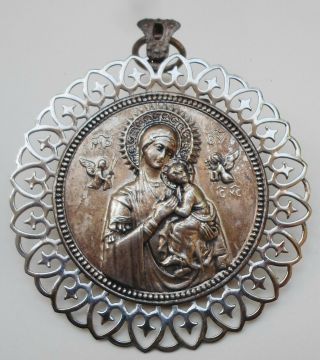 1970 ' s Virgin Mary & Jesus Vintage Greek Orthodox Metal Pendant Charm 4