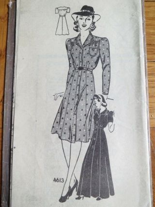 Anne Adams 4613 Vintage 40s Mail Order Sewing Pattern Size 14 Bust 32 1940s 30s