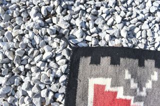 Mexican Native American Rug Woven Wool Small Red Black Gray Cream 3