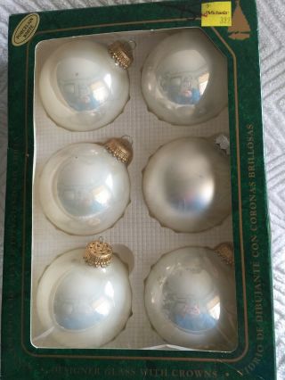 Vintage Box White Glass Ball Christmas Ornaments Christmas By Krebs