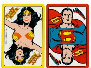 Vintage Playing Card Swap Cards 1980s Hero Superman Wonder Woman Dc Comics