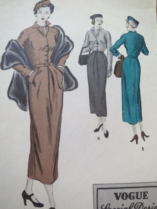 Vogue Special Design S 4936 Vintage Dress Sewing Pattern 14 Bust 32 50s 1950s