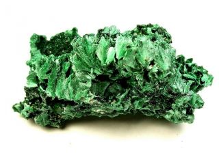 Minerals : Velvetty Green And Fibrous Malachite On All Sides From Congo