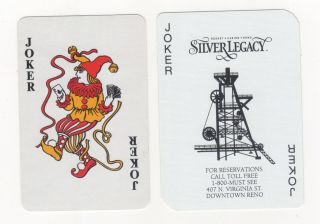 2 Single Swap Playing Cards Of Jokers.  Silver Legacy & Tower Air