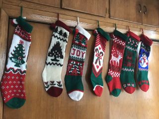 7 Vintage Pre - Owned Acrylic Knit 24” Christmas Stockings