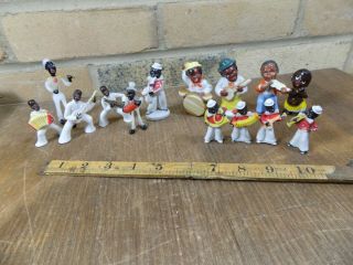 Selection Of Negro Black Americana Jazz Band Figures Cake Toppers C1920s - 50s