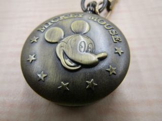 Verichron Mickey Mouse Bronze Tone Quartz Jewelry Pocket Watch Disney 3