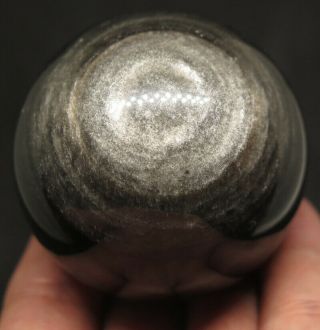 54mm 6.  9oz Natural Silver Flash Obsidian Crystal Sphere Ball