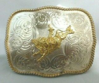 Montana Silversmiths German Silver Bull Rider Belt Buckle 46527b20