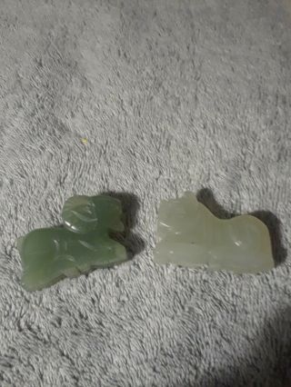 2 Inch Hand Carved Natural Green Aventurine Crystal Lion & Ram