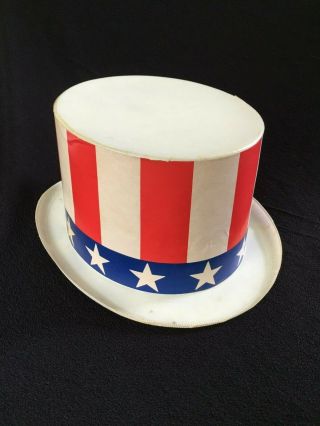 Vintage Antique Patriotic Usa Flag Stars Stripes Top Hat July 4th Decoration