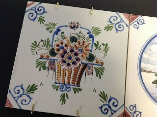 D.  P.  DELFT TILES.  VINTAGE HAND CRAFTED DECORATIVE.  6 INCH.  SET OF 2 3