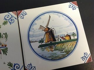 D.  P.  DELFT TILES.  VINTAGE HAND CRAFTED DECORATIVE.  6 INCH.  SET OF 2 4