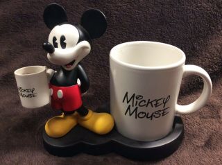 Rare Vintage Disney Store Collectible Mickey Mouse White Coffee Cup Mug Holder
