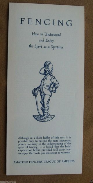 Vintage Brochure Fencing - How To Understand & Enjoy The Sport As A Spectator C38