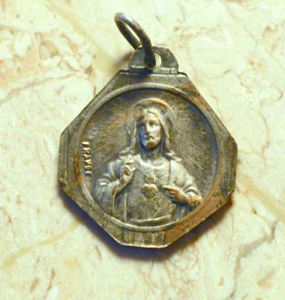 Vintage Sacred Heart Of Jesus Medal/ Religious Virgen Del Carmen/ Virgo Carmel