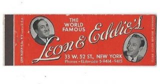 Vintage Matchbook Cover Leon & Eddie 