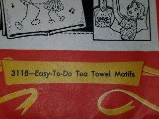 Transfers Pattern Sewing Aunt Marthas Vtg Embroidery 3118 Tea Towel Motifs Cut 3