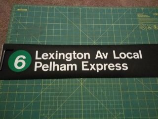 NYC Subway IRT Redbird Side Route Roll sign piece sm - 6 Lex Lcl/Pelham Express 2