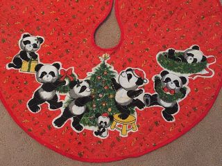 Christmas Panda Bears Themed Tree Skirt 32 " W