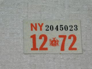 1972 York Passenger Car License Plate Sticker