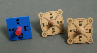 3 Vintage Wooden Jewish Dreidel - Hand Crafted - Usa - 2 " X 2 " - Sb