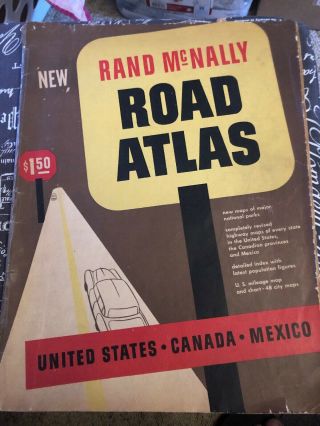 Antique 1954 Rand Mcnally Road Atlas Us Canada Mexico Vintage