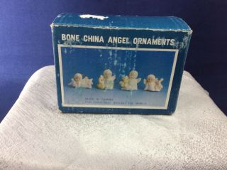 Set of 4 Vtg Bone China Miniature Angel Ornaments Christmas Around The World W/b 4